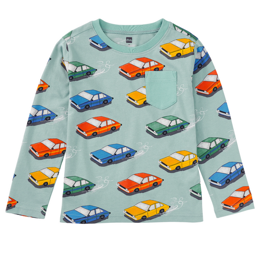 Long Sleeve Pocket Tee - Vintage Cars