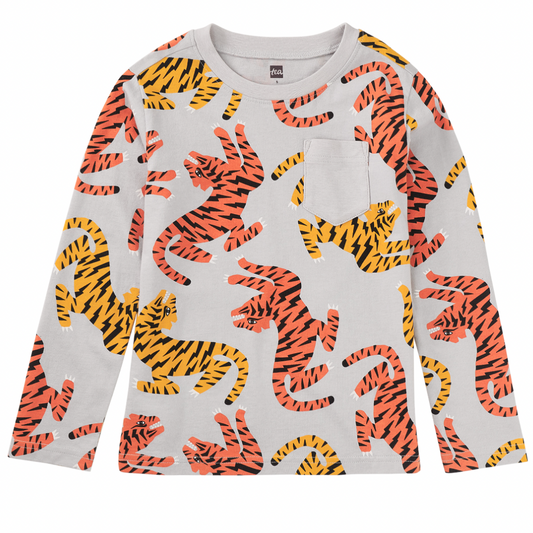 Long Sleeve Pocket Tee - Lightning Tiger