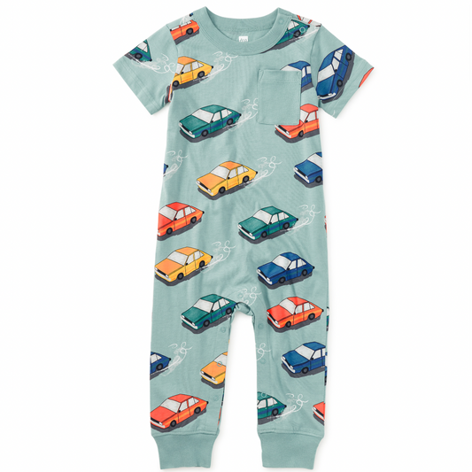 Pocket Baby Romper - Vintage Cars