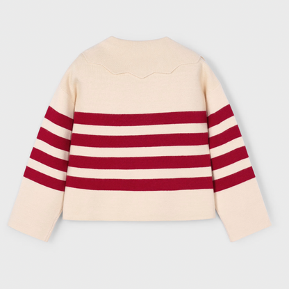 Girls Striped Sweater with Collar
