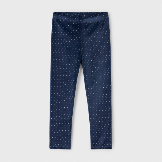 Velvet Polkadot Leggings in Navy Velvet