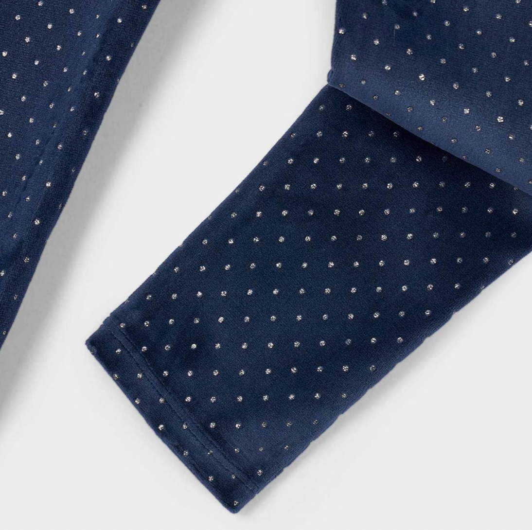 Velvet Polkadot Leggings in Navy Velvet