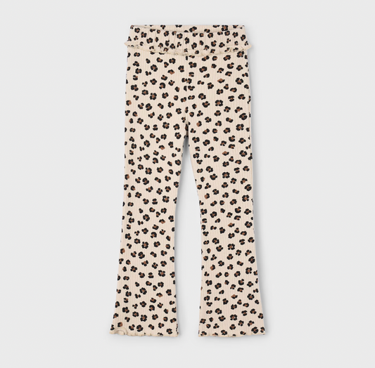 Rib Knit Flare Leggings in Leopard