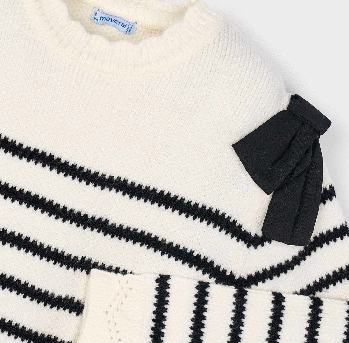 Striped Sweater Dress with Bow Details