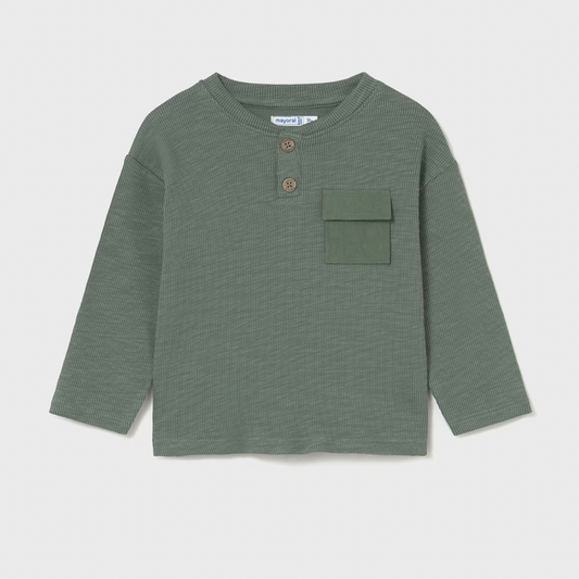 Knit Long Sleeve Baby Tee in Fir