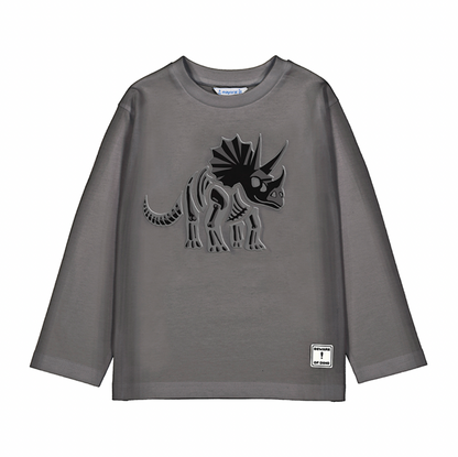 Dinosaur Embossed Long Sleeve Tee