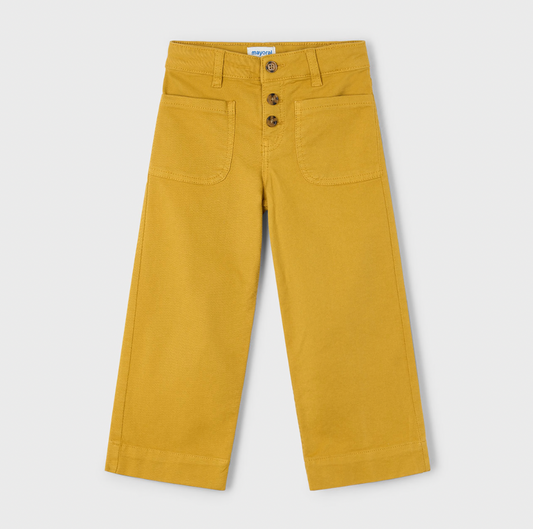 Mustard Twill Wide Leg Pant for Kids