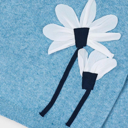 Blue Flower Applique Sweater