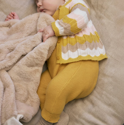 Scalloped Knit Dungaree and Cardigan Set