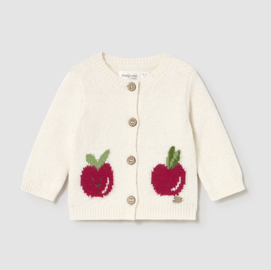 Infant Knit Cardigan with Apples