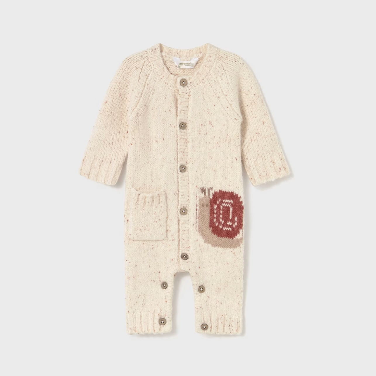 Soft Knit Infant Sweater Romper with Snail