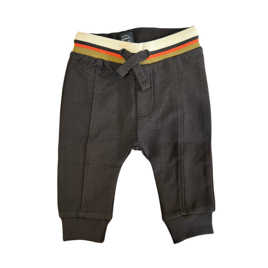 Gray Baby Joggers with Striped Waist Band