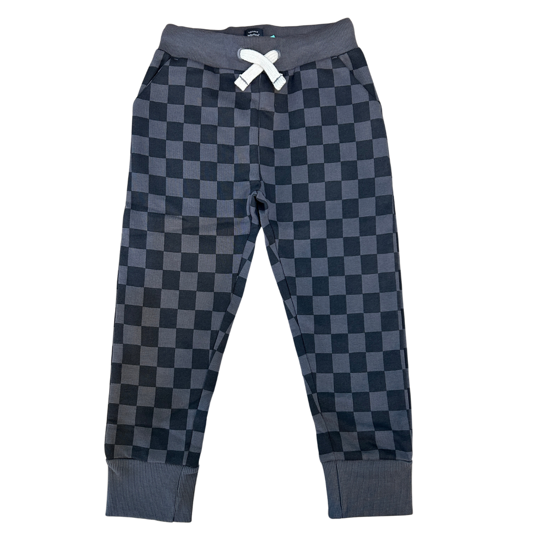 Black and Gray Checkered Children's Sweatpants