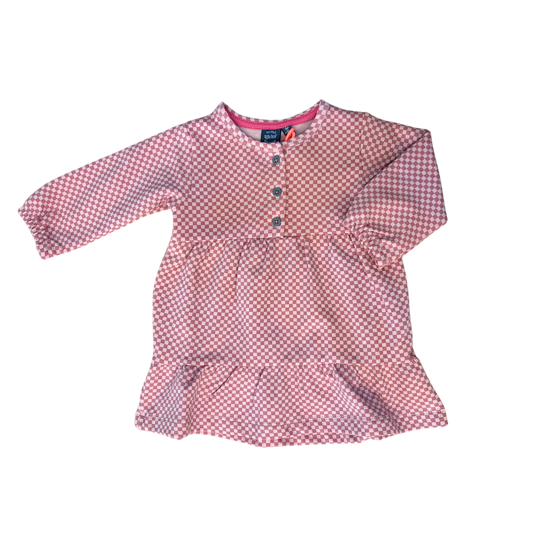 Pink Checkered Button Front Baby Dress