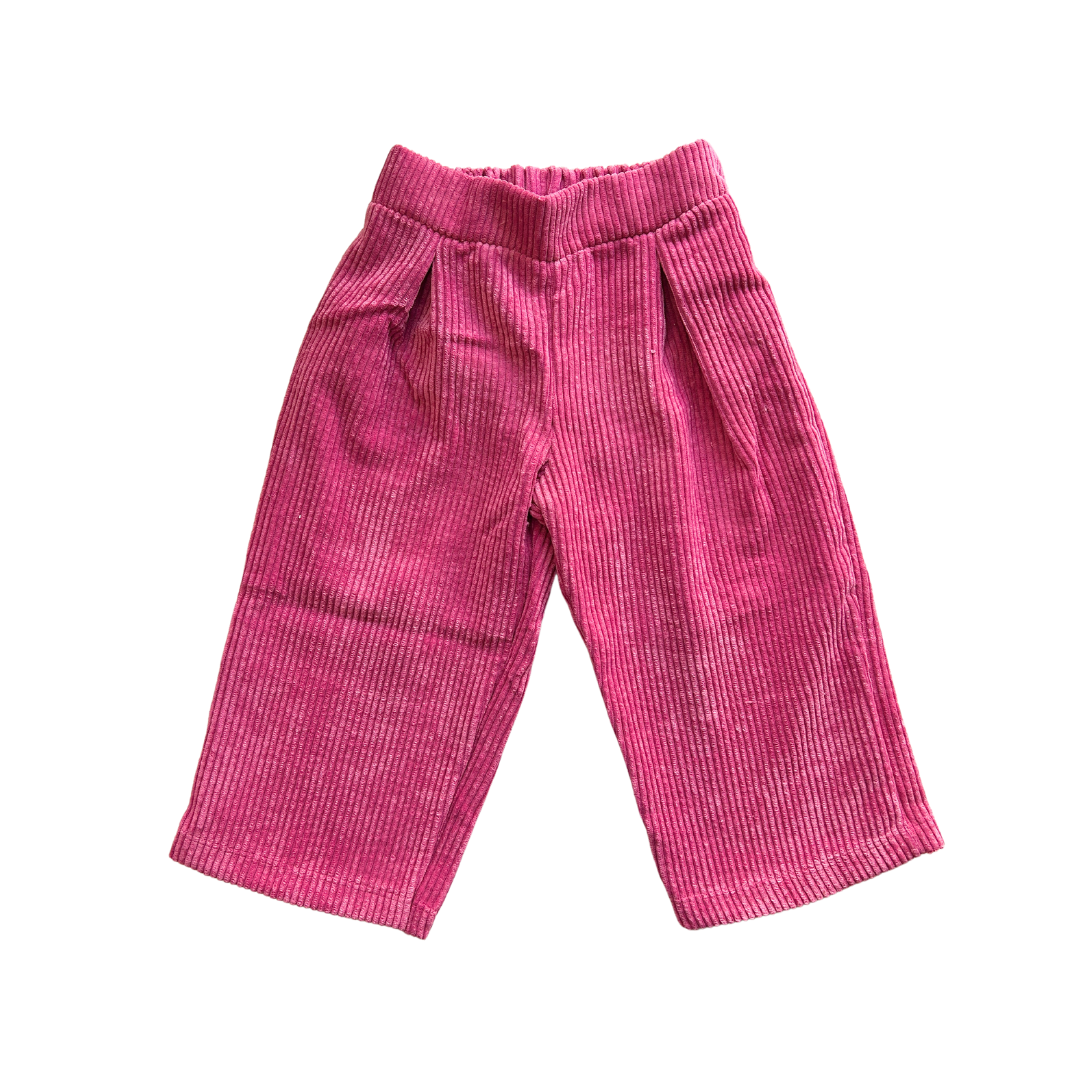 Corduroy Cropped Children's Pants -Barbie Pink