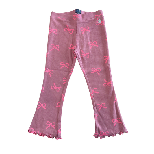 Pink Bow Bell Bottom Leggings