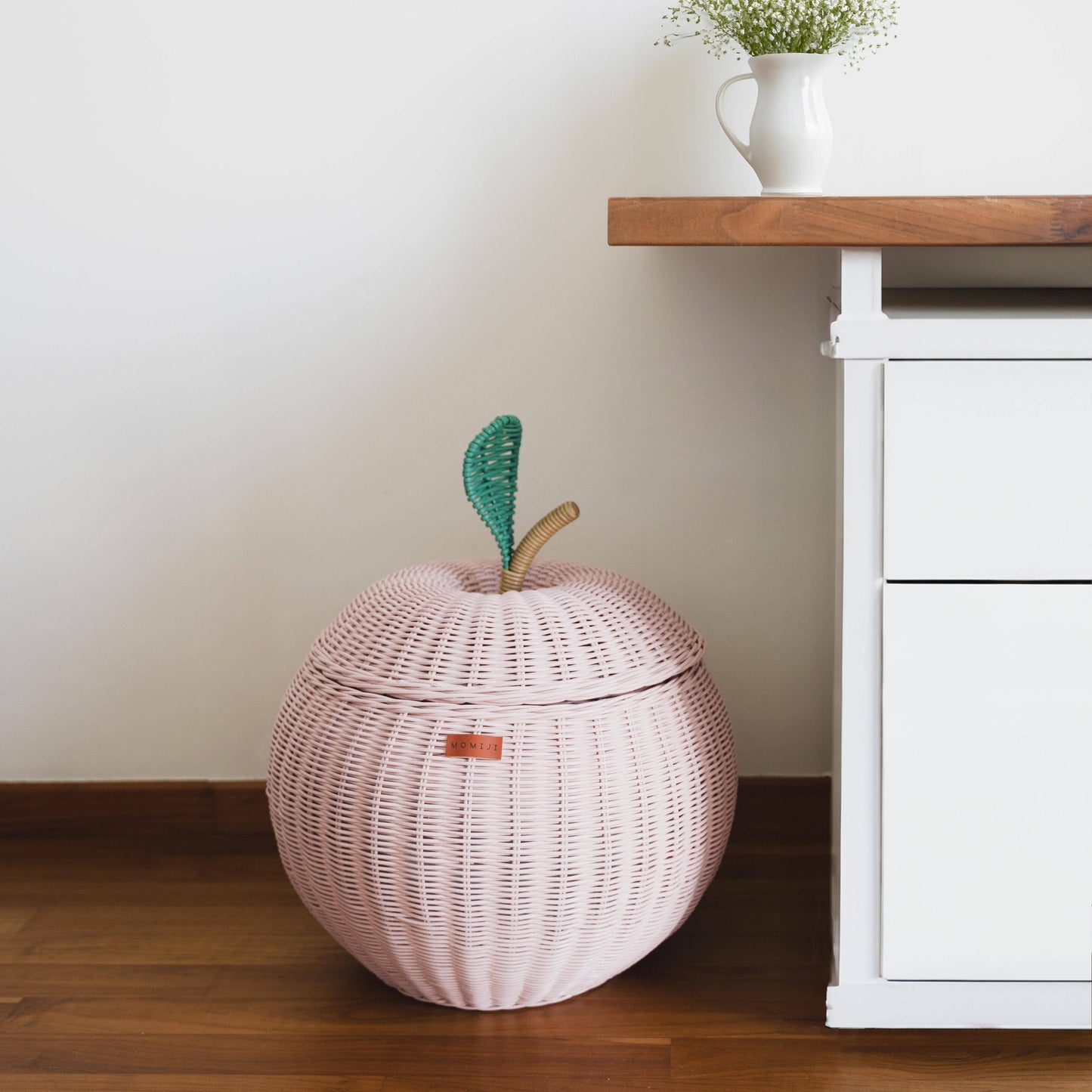 Handcrafted - Apple Storage Basket (Pink) - Rattan Wicker