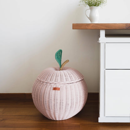 Handcrafted - Apple Storage Basket (Pink) - Rattan Wicker