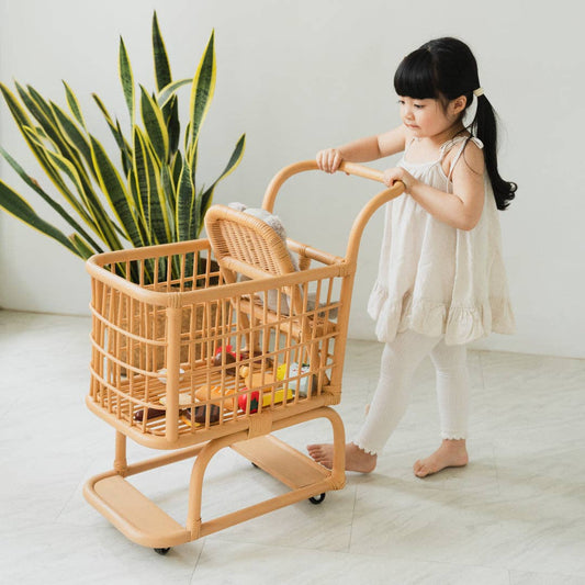 Handcrafted - Kids Shopping Cart - Rattan Wicker
