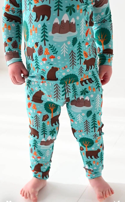 Kids Bamboo Pajamas -Fall Clothing- Woody Woodland