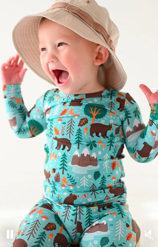 Kids Bamboo Pajamas -Fall Clothing- Woody Woodland