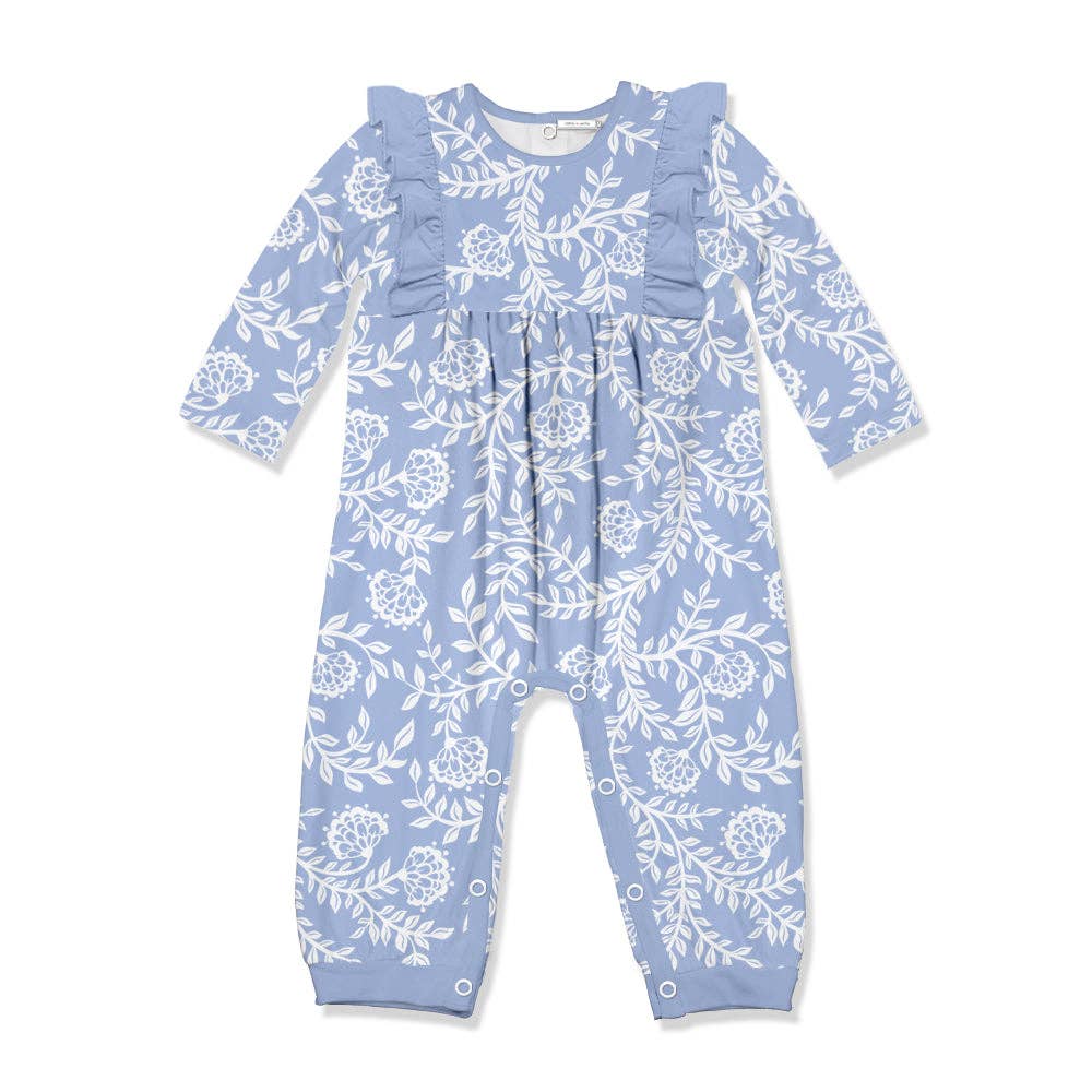 Baby Periwinkle Floral Ruffle-Trim Playsuit