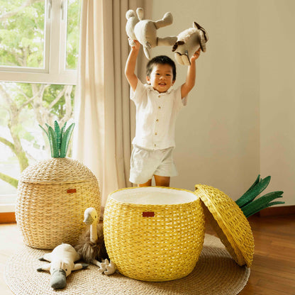 Handcrafted - Pineapple Storage Basket (Yellow) - Rattan