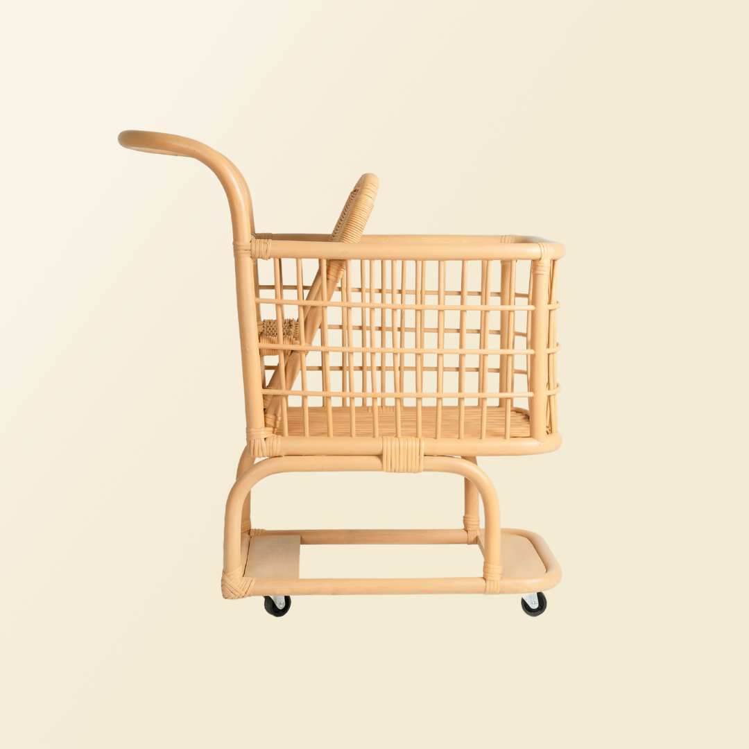 Handcrafted - Kids Shopping Cart - Rattan Wicker