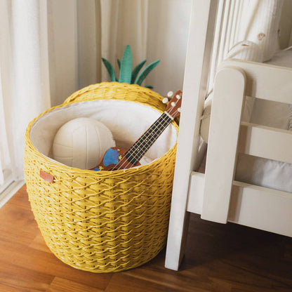 Handcrafted - Pineapple Storage Basket (Yellow) - Rattan