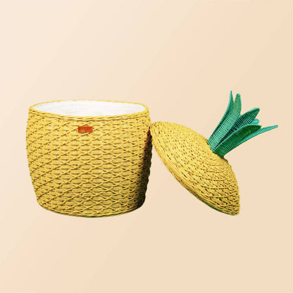 Handcrafted - Pineapple Storage Basket (Yellow) - Rattan