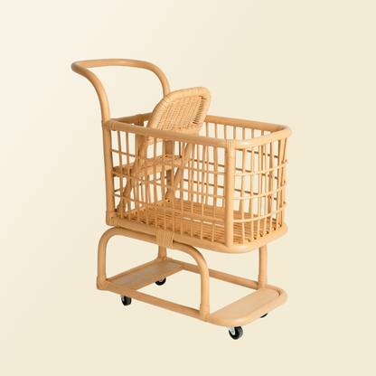 Handcrafted - Kids Shopping Cart - Rattan Wicker