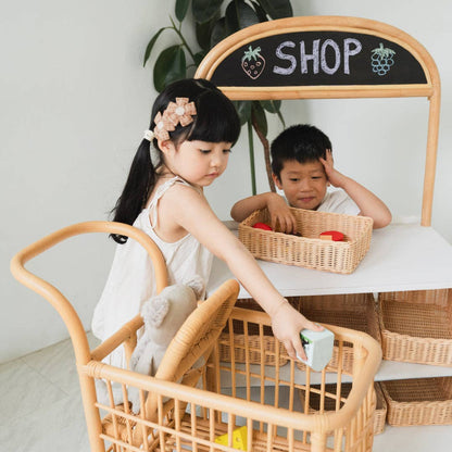 Handcrafted - Kids Shopping Cart - Rattan Wicker