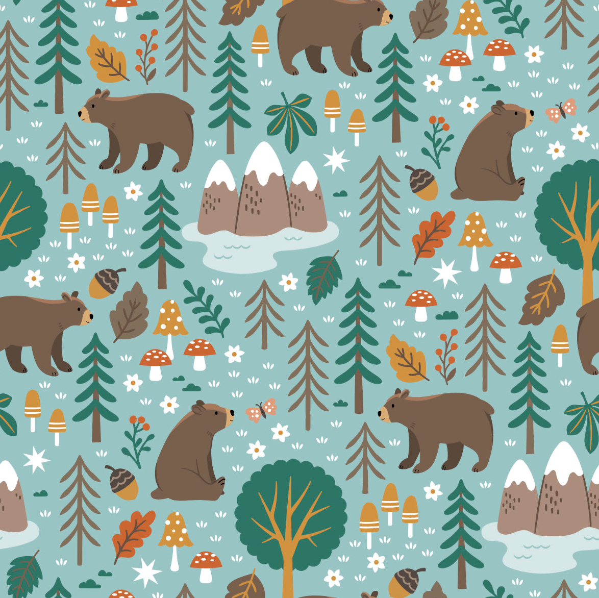 Kids Bamboo Pajamas -Fall Clothing- Woody Woodland