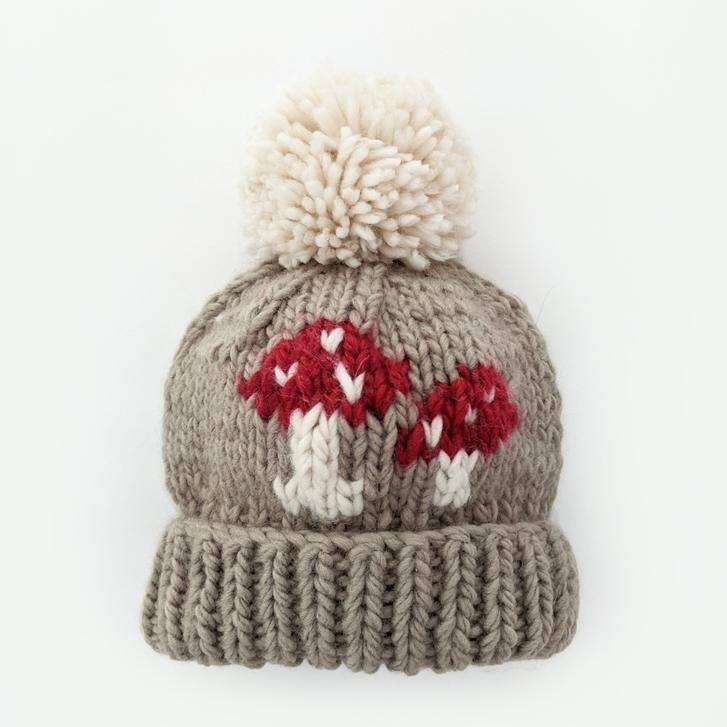 Mushroom Hand Knit Beanie Hat