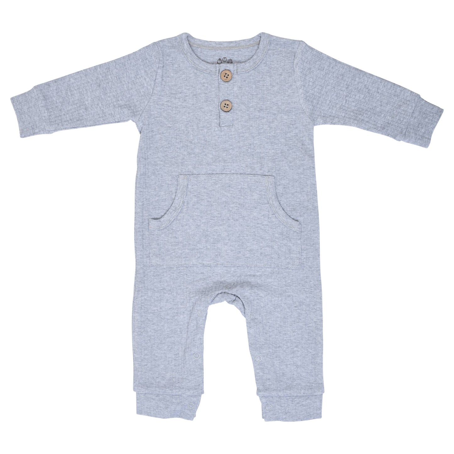 Baby Ribbed Playsuit with Pockets - Gray