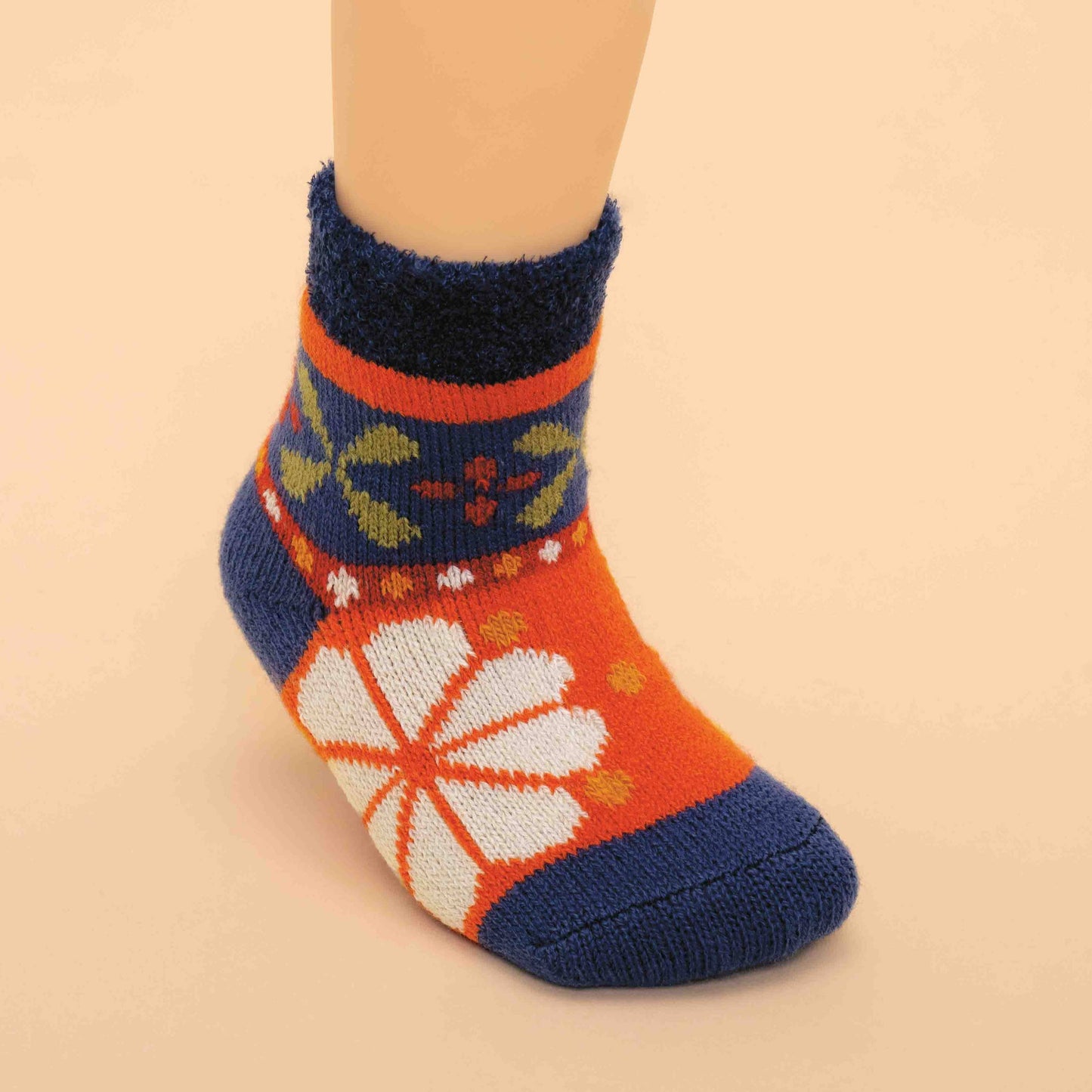 Kids Fair Isle Cozy Socks - Tangerine