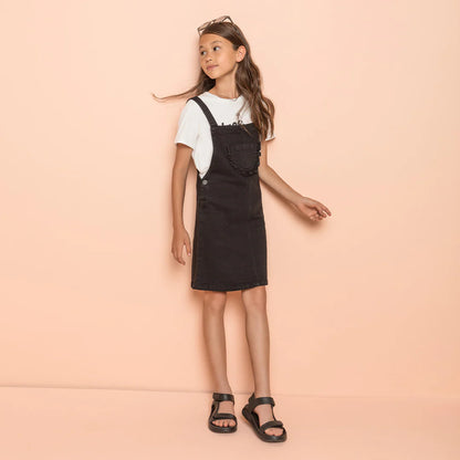 Black Denim Kids Overall Dress