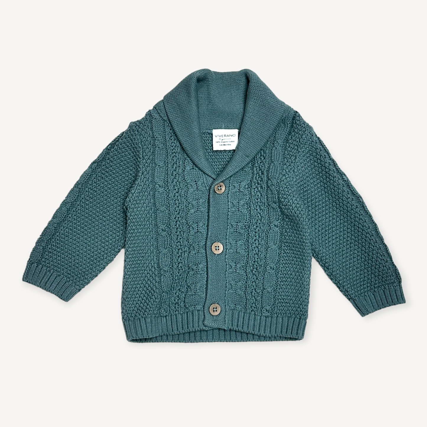 Shawl Collar Cable Knit Baby Cardigan Sweater (Organic)