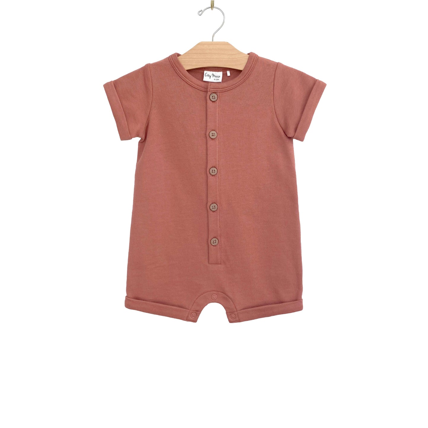Button Front Baby Romper- Sunset